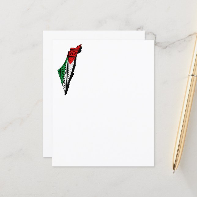 Carte de Palestine avec drapeau et Motif Keffiyeg (Devant/Arrière en situation)