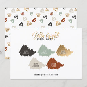 Carte de palette couleur verte beige et or Burning