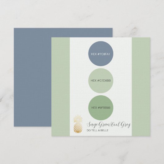 Carte de palette de couleur verte Sage (Devant / Derrière)