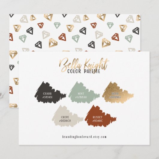 Carte de palette de couleurs Brun Sienne Vert Beig (Devant / Derrière)