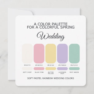Carte de palette de couleurs de mariage arc-en-cie
