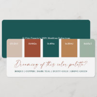 Carte de Palette de Couleurs de Mariage Automnal S