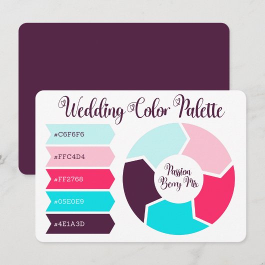 Carte de Palette de Couleurs de Mariage avec Codes (Devant / Derrière)
