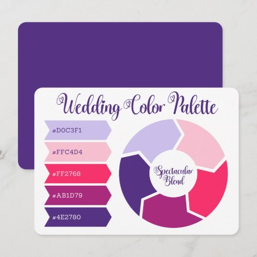 Carte de Palette de Couleurs de Mariage avec Codes (Devant / Derrière)