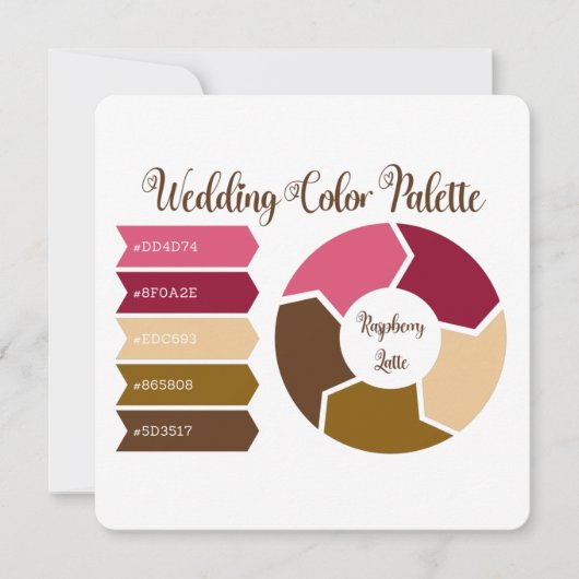 Carte de palette de couleurs de mariage avec codes (Devant)
