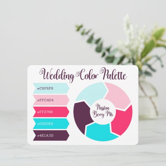 Carte de palette de couleurs de mariage avec codes (Debout devant)