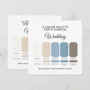 Carte de Palette de Couleurs de Mariage Bleu et Sa