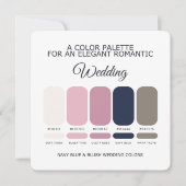 Carte de Palette de Couleurs de Mariage Bleu Marin (Devant)