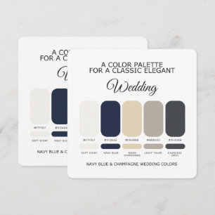 Carte de palette de couleurs de mariage bleu marin