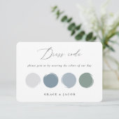 Carte de palette de couleurs de mariage bleu pouss (Debout devant)