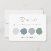 Carte de palette de couleurs de mariage bleu pouss (Devant)