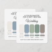 Carte de Palette de Couleurs de Mariage Bleu Pouss (Devant / Derrière)