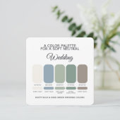 Carte de Palette de Couleurs de Mariage Bleu Pouss (Debout devant)