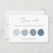 Carte de palette de couleurs de mariage bleu pouss (Devant)