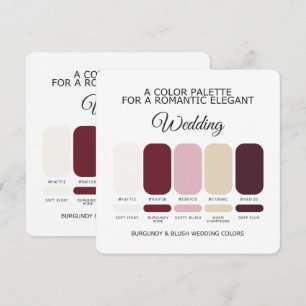Carte de palette de couleurs de mariage Bourgogne 