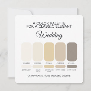 Carte de palette de couleurs de mariage Champagne 