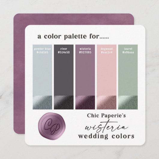 Carte de palette de couleurs de mariage de printem (Devant / Derrière)