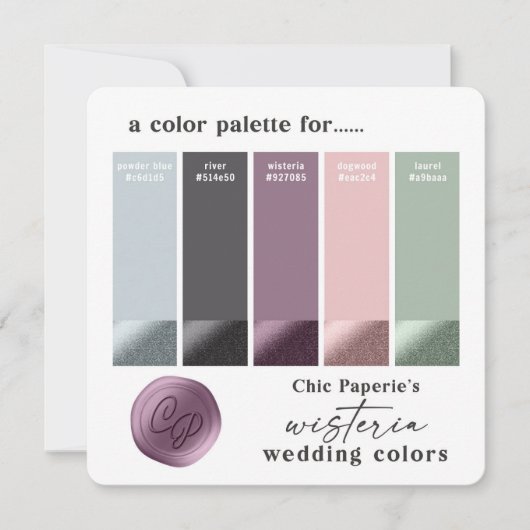 Carte de palette de couleurs de mariage de printem (Devant)