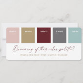 Carte de palette de couleurs de mariage de vacance (Devant)