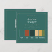 Carte de palette de couleurs de mariage Deep Teal (Devant / Derrière)