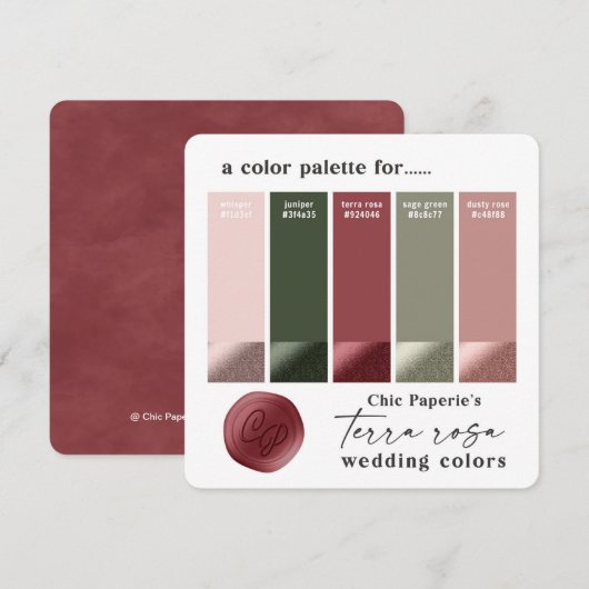 Carte de palette de couleurs de mariage d'été rose (Devant / Derrière)