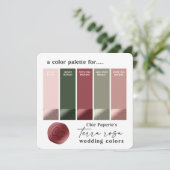 Carte de palette de couleurs de mariage d'été rose (Debout devant)