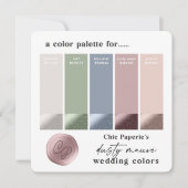 Carte de palette de couleurs de mariage Dusty Mauv (Devant)