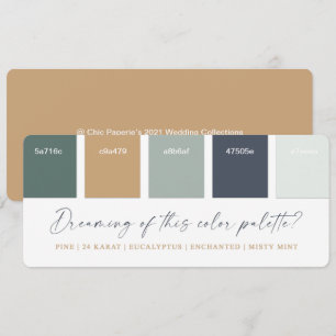 Carte de palette de couleurs de mariage Eucalyptus