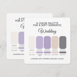 Carte de Palette de Couleurs de Mariage Lavande