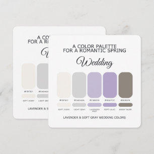 Carte de palette de couleurs de mariage lavande et
