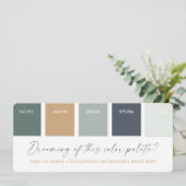 Carte de palette de couleurs de mariage Navy et or (Debout devant)