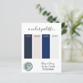 Carte de palette de couleurs de mariage Navy Ivory (Debout devant)