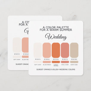 Carte de palette de couleurs de mariage Orange Cou