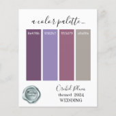 Carte de palette de couleurs de mariage Orchidée C (Devant)