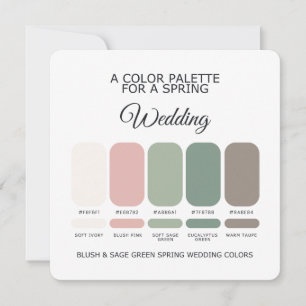 Carte de Palette de Couleurs de Mariage Printemps 