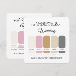 Carte de palette de couleurs de mariage rose et or