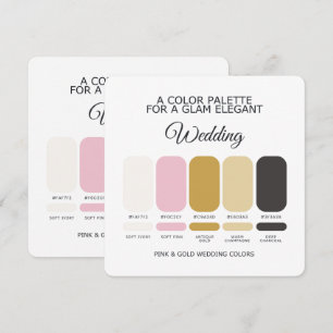 Carte de palette de couleurs de mariage rose et or
