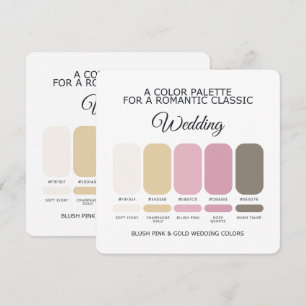 Carte de palette de couleurs de mariage rose et or