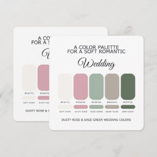 Carte de Palette de Couleurs de Mariage Rose Pouss