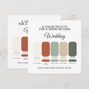 Carte de Palette de Couleurs de Mariage Rouille et