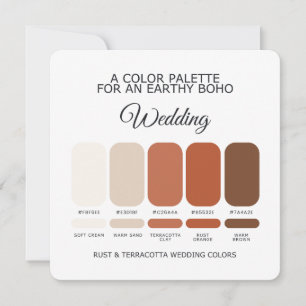 Carte de Palette de Couleurs de Mariage Rouille et