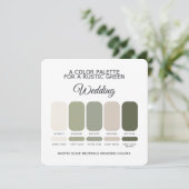 Carte de Palette de Couleurs de Mariage Rustique V (Debout devant)