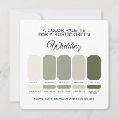 Carte de Palette de Couleurs de Mariage Rustique V (Devant)
