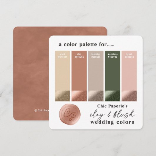 Carte de palette de couleurs de mariage Terracotta (Devant / Derrière)