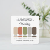Carte de Palette de Couleurs de Mariage Tons de Te (Debout devant)