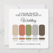 Carte de Palette de Couleurs de Mariage Tons de Te (Dos)