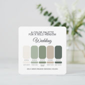 Carte de Palette de Couleurs de Mariage Vert (Debout devant)