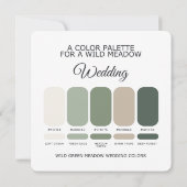 Carte de Palette de Couleurs de Mariage Vert (Dos)