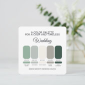 Carte de Palette de Couleurs de Mariage Vert (Debout devant)