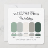 Carte de Palette de Couleurs de Mariage Vert (Dos)